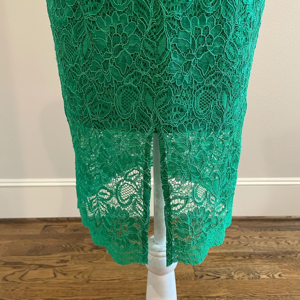 Anthropologie Mignon Doo green lace-veiled pencil skirt - Picture 6 of 9